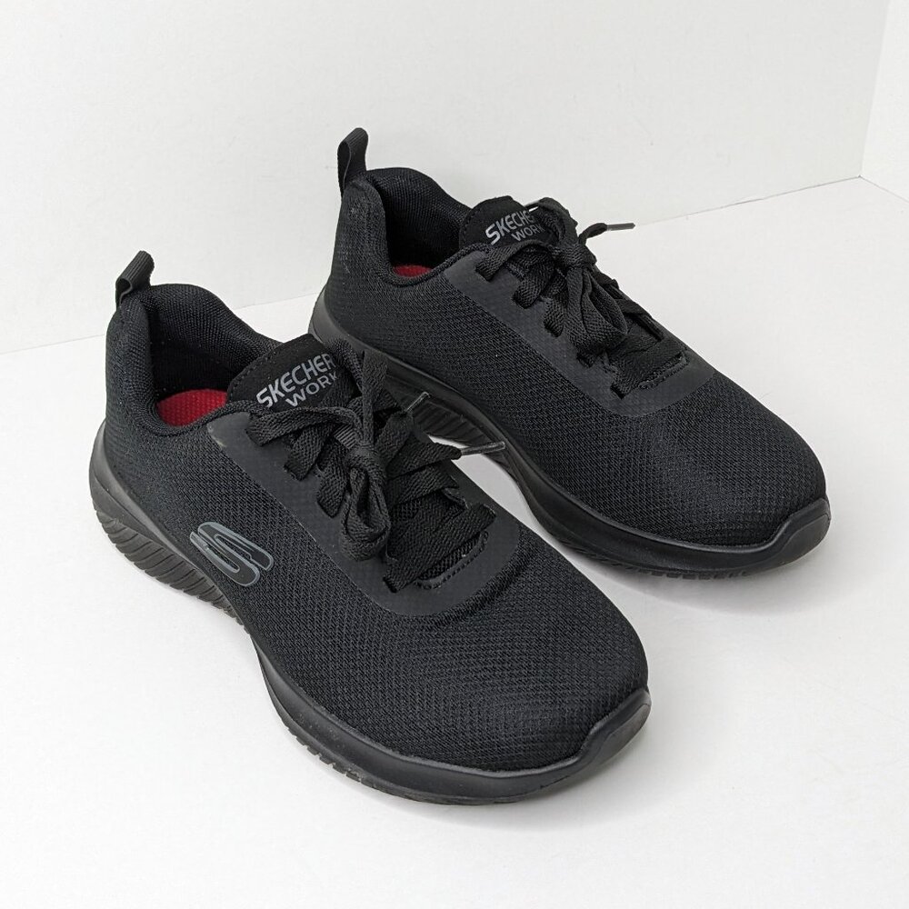 Skechers Ultra Flex 3.0 SR Jinie Service Sneakers, Black, Women's 6 Wide
